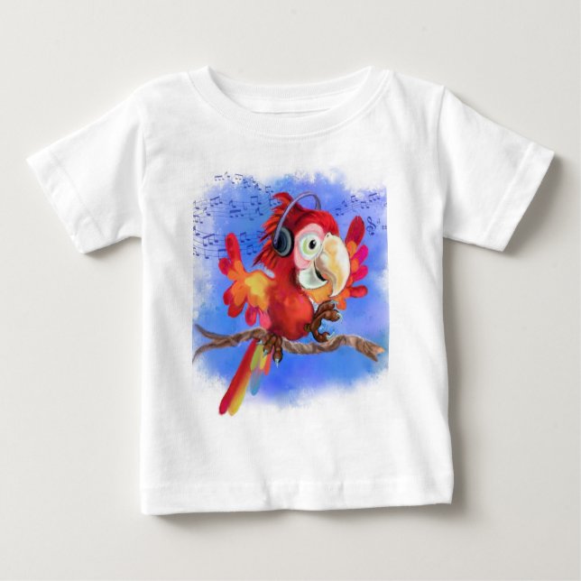 Camiseta De Bebé Red Parrot Baby T-Shirt Fun Music Dancer (Anverso)