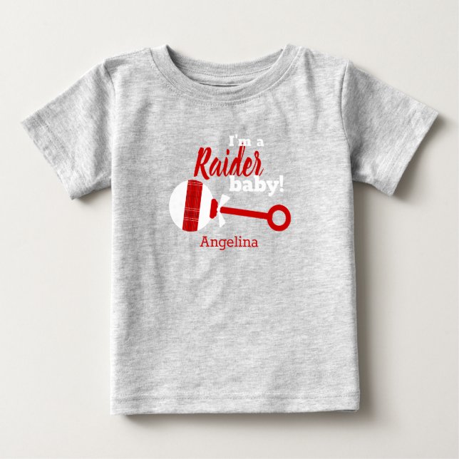 Camiseta De Bebé Red Plaid Rattle Raider Baby T-Shirt (Anverso)