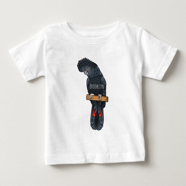 Camiseta De Bebé Red-tailed black cockatoo bird cartoon  (Anverso)