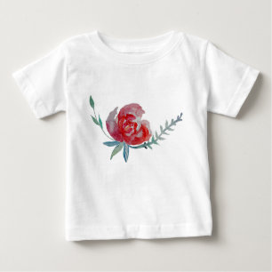 Camiseta De Bebé Reed Rosa Watercolor Art Toddler Ruffle Tee, Blanc