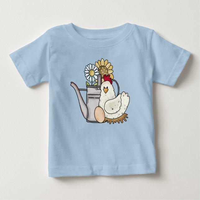 Camiseta De Bebé Regadera de pollo de campo Girasol Margarita Niño/ (Anverso)