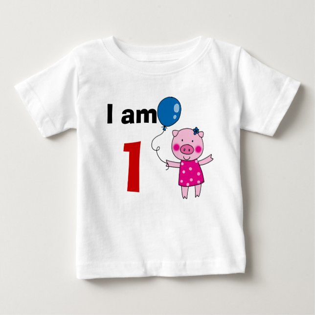Camiseta De Bebé Regalo chica de 1 año de edad (cerdo lindo) (Anverso)