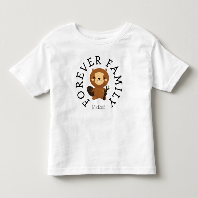 Camiseta De Bebé Regalo de adopción de Forever Family Woodland Beav (Anverso)