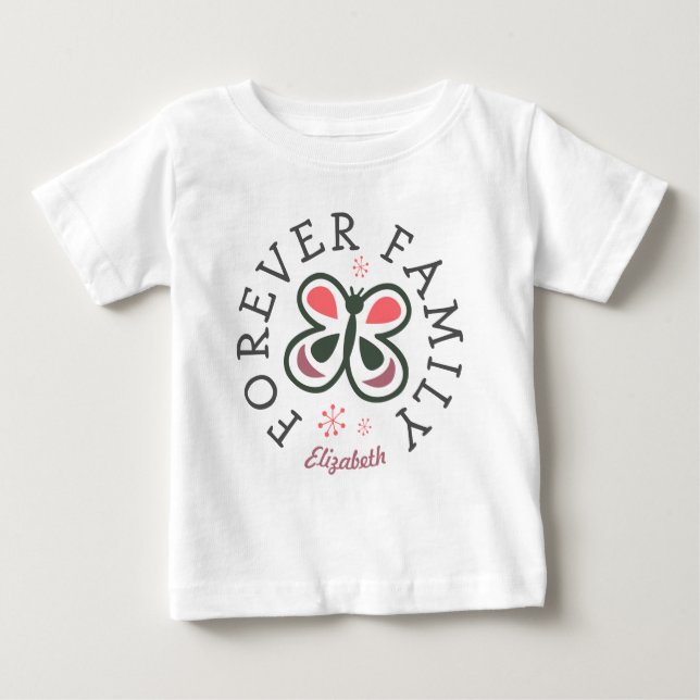 Camiseta De Bebé Regalo de adopción de mariposa rosada para toda la (Anverso)