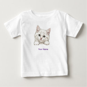 Camiseta De Bebé Regalo de arte de gatito personalizado con nombre 