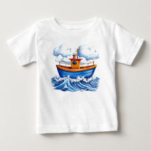 Camiseta De Bebé 🚤 Regalo de aventura para bebé de barco de dibujo