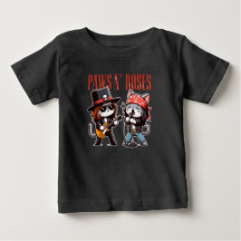 Camiseta De Bebé Regalo de bebé gato roca con patas y rosas lindas