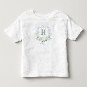 Camiseta De Bebé Regalo de Cresta de Monograma de Acuarela Azul par