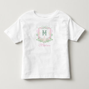 Camiseta De Bebé Regalo de Cumpleaños Monograma Cresta Acuarela Ros