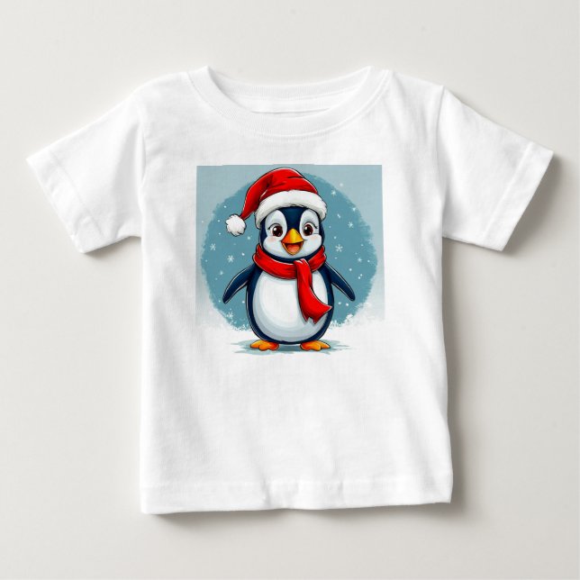 Camiseta De Bebé 🎄🐧 Regalo de Navidad Alegre Pingüino Bebé ✨ (Anverso)