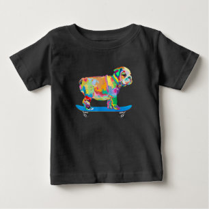 Camiseta De Bebé Regalo de perro   Patineta de Bulldog de Guay de c
