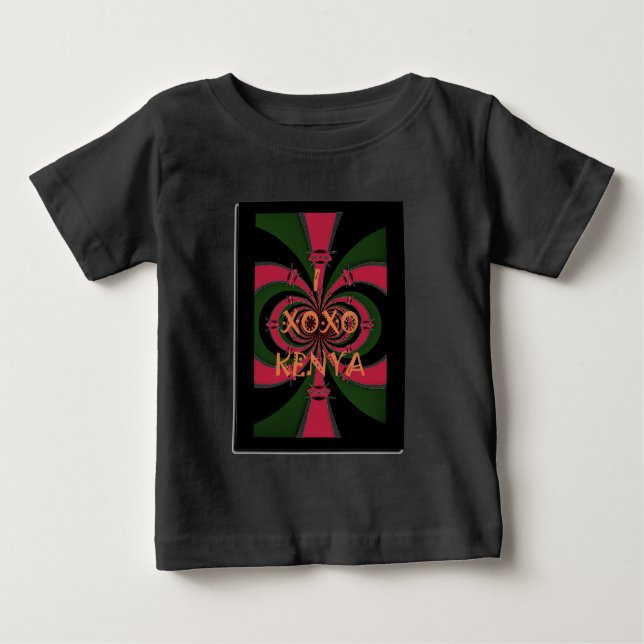 Camiseta De Bebé Regalo de viaje keniano - Diseño de abrazos y beso (Anverso)