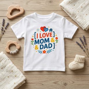 Camiseta De Bebé Regalo Familiar Adorable Impreso 'Amo a Mamá y P