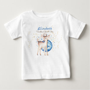 Camiseta De Bebé Regalo Floral de Ciervo del Bosque con Estrellas B
