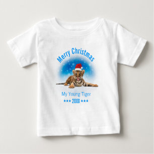 Camiseta De Bebé Regalo joven del tigre de las Felices Navidad el