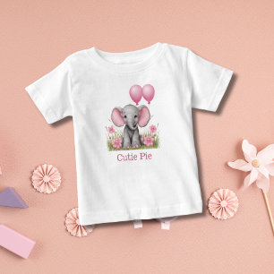 Camiseta De Bebé Regalo personalizado de elefante bebé rosa para ba