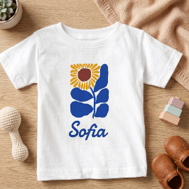 Camiseta De Bebé Regalo Personalizado de Floral Retro con Nombre Pe