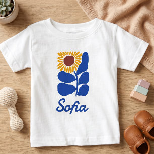 Camiseta De Bebé Regalo Personalizado de Floral Retro con Nombre Pe