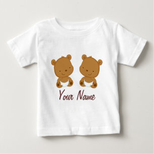 Camiseta De Bebé Regalo personalizado oso gemelo del bebé