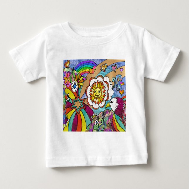 Camiseta De Bebé Regalos de aparejos de águila de sol psicodélicos  (Anverso)