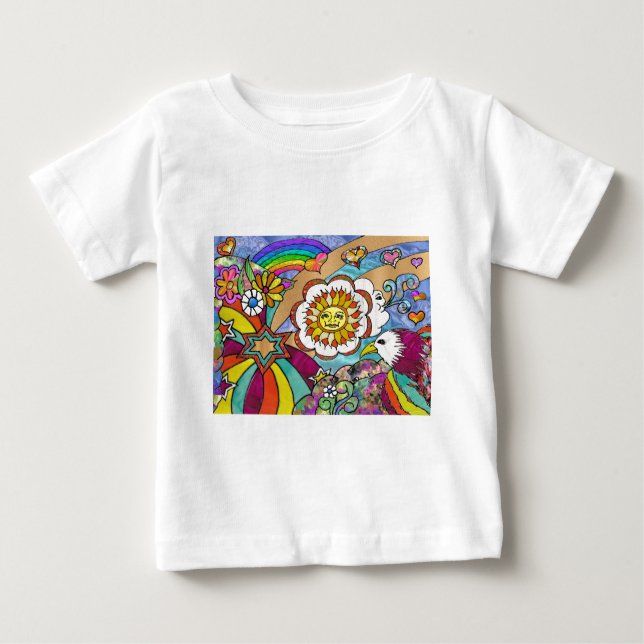 Camiseta De Bebé Regalos de aparejos de águila de sol psicodélicos  (Anverso)