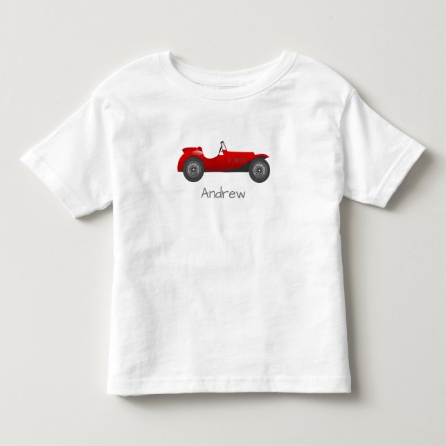 Camiseta De Bebé Regalos de coches clásicos rojos personalizados (Anverso)