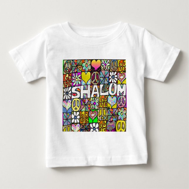 Camiseta De Bebé Regalos de ropa de shalom LOVE psicodélicos de los (Anverso)