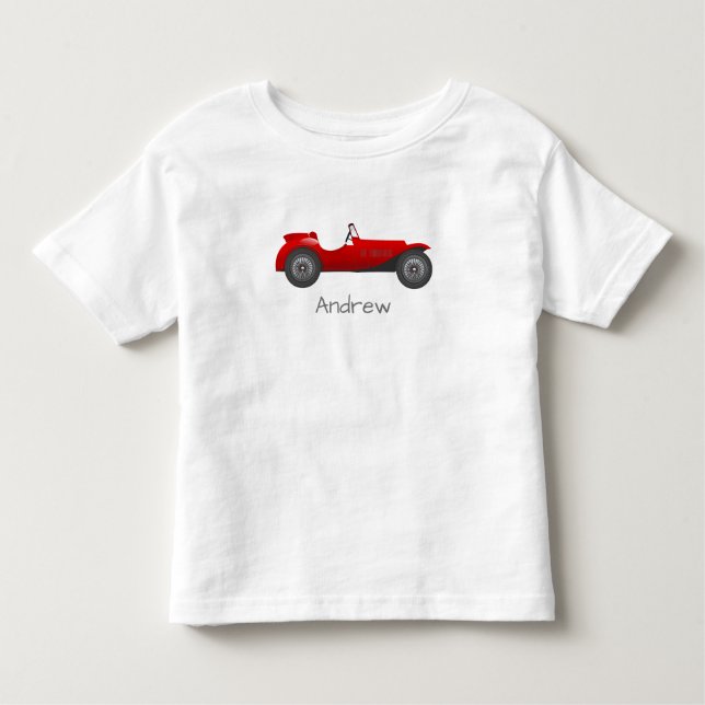 Camiseta De Bebé Regalos Personalizados de Coche Clásico Rojo (Anverso)