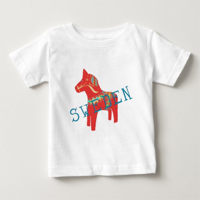 Camiseta De Bebé Regalos y saludos del caballo de Dala del sueco (Anverso)