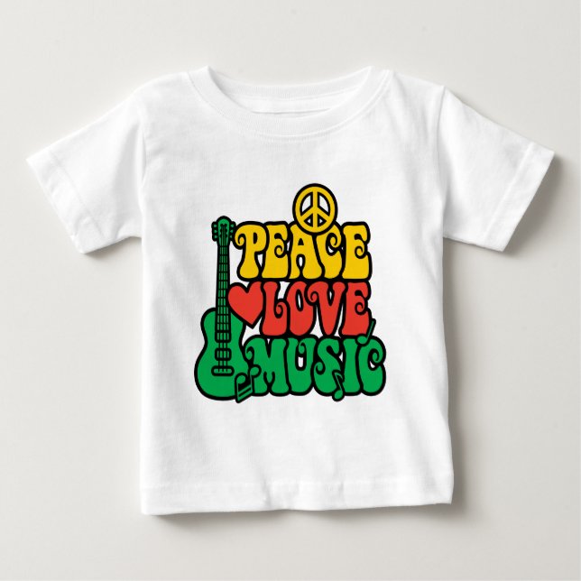 Camiseta De Bebé Reggae Peace Love Music (Anverso)