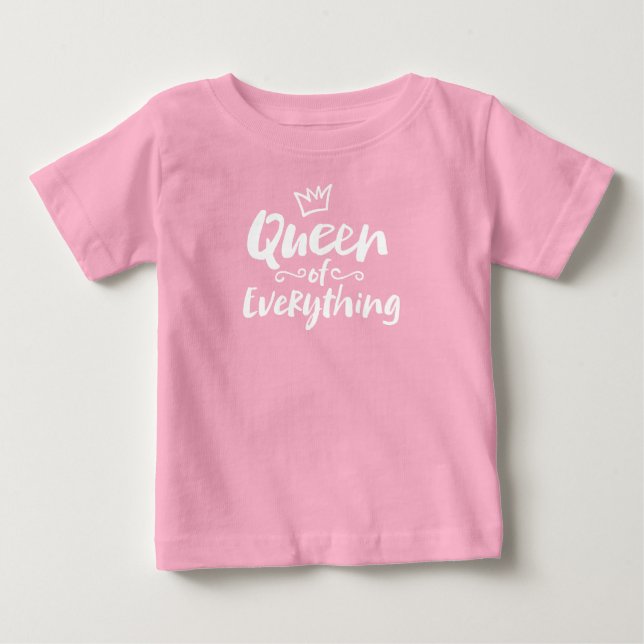 Camiseta De Bebé REINA de todo - Graciosa carta de pincel blanco (Anverso)