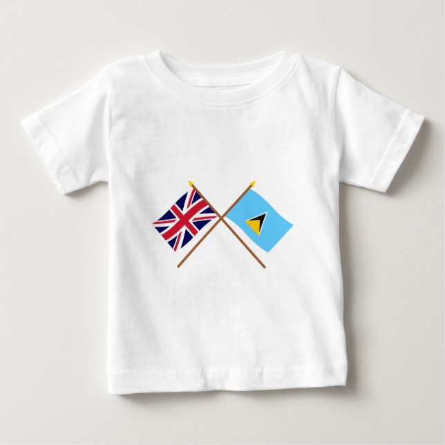 Camiseta De Bebé Reino Unido y banderas cruzadas St Lucia (Anverso)