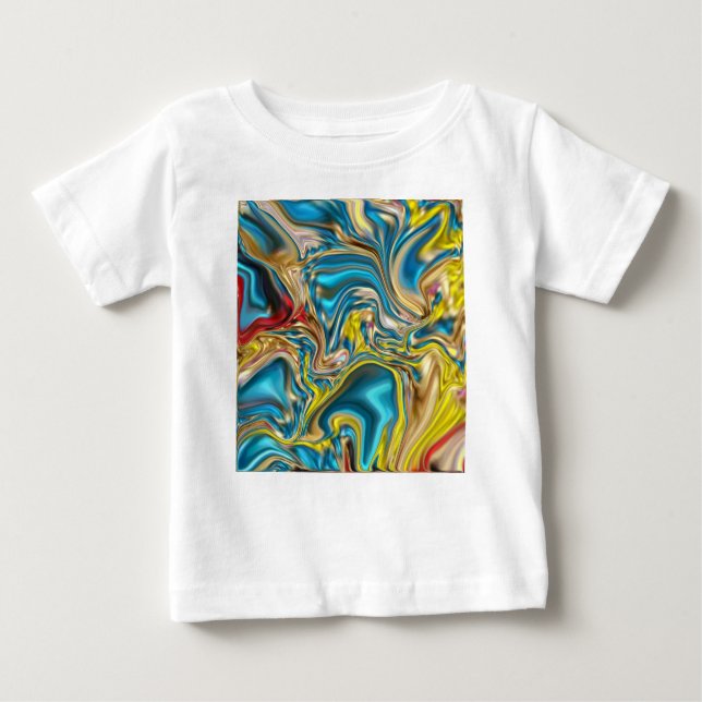 Camiseta De Bebé remolinos de mármol abstracto amarillo turquesa az (Anverso)