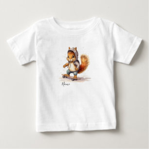 Camiseta De Bebé Remontaje de Ardilla en Acuarela
