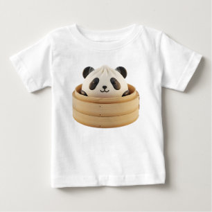 Camiseta De Bebé Renderizado de Bao Bun al vapor con forma de panda