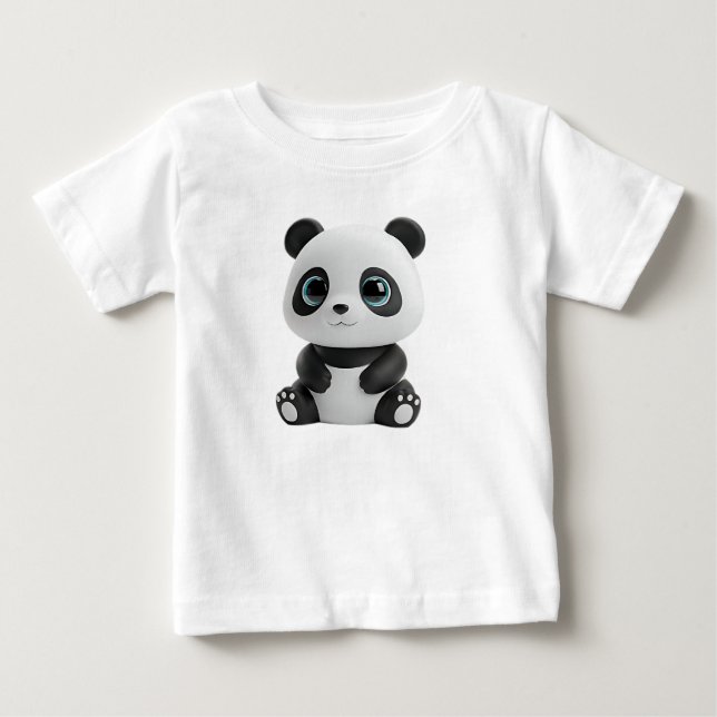 Camiseta De Bebé Renderizado de juguete de panda bebé cute y suave (Anverso)