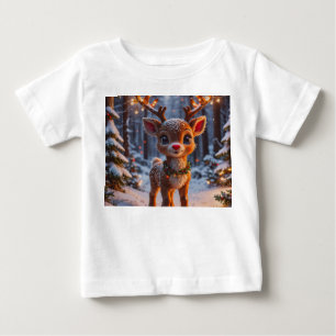 Camiseta De Bebé Reno Bebé En Bosque De Nieve