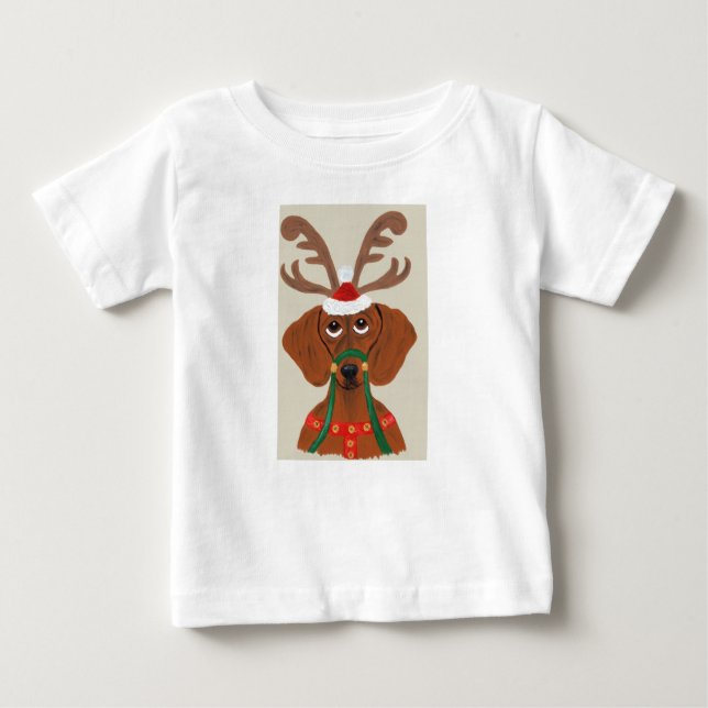 Camiseta De Bebé Reno de Dachshund (Anverso)