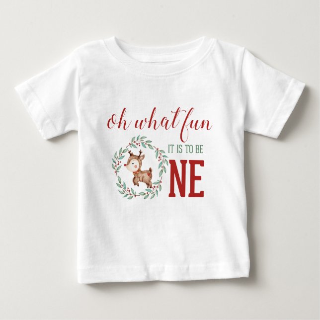 Camiseta De Bebé Reno de Navidad cumpleaños 1 (Anverso)