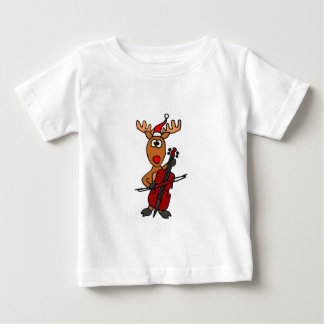 Camiseta De Bebé Reno divertido que juega navidad del violoncelo