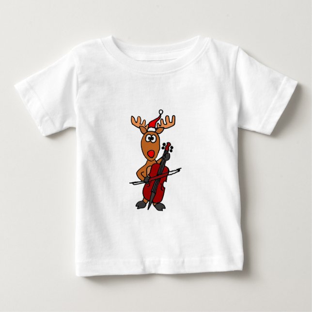 Camiseta De Bebé Reno divertido que juega navidad del violoncelo (Anverso)