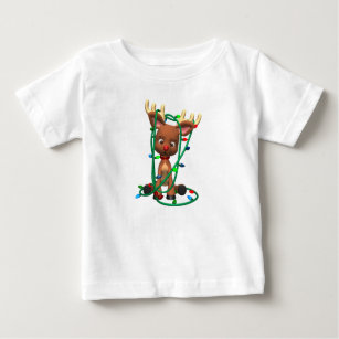 Camiseta De Bebé Reno enredado en las luces de los Navidades