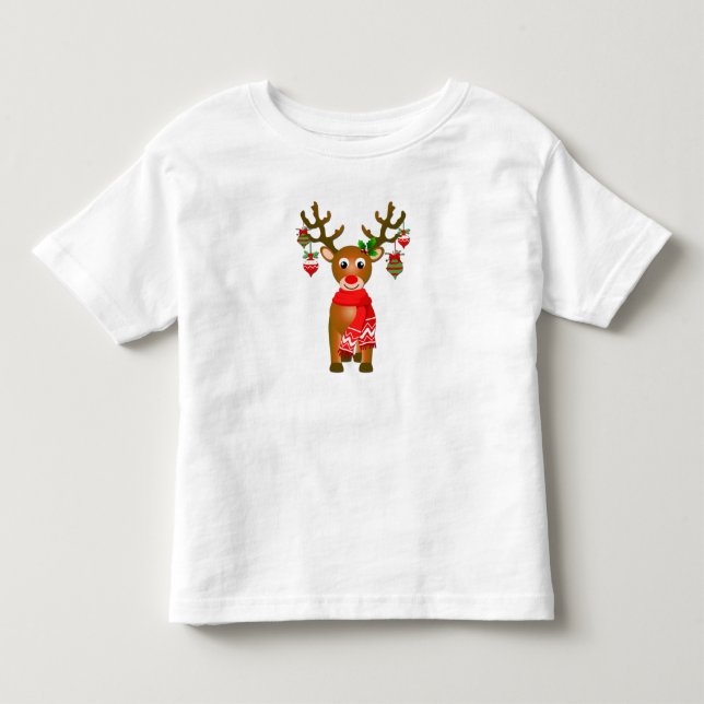 Camiseta De Bebé Reno lindo con adornos navideños (Anverso)
