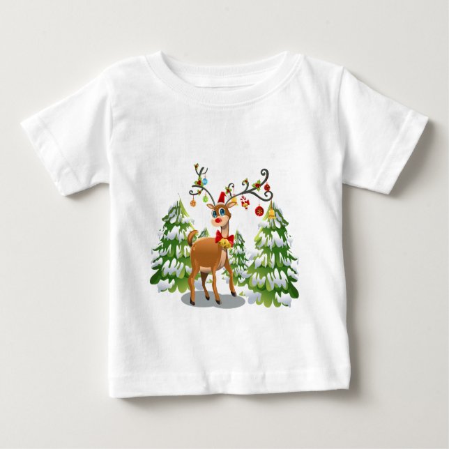 Camiseta De Bebé Reno lindo en la nieve (Anverso)