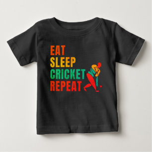CAMISETA DE BEBÉ REPETIR EL CRICKET DE DORMIR DE COMIDA- AMOR DE CR