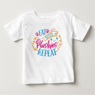 Camiseta De Bebé Repetir las plushías de sueño   Divertido colorido