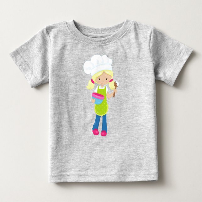 Camiseta De Bebé Repostería, Panadero, Panadería, Chica Linda, Cabe (Anverso)