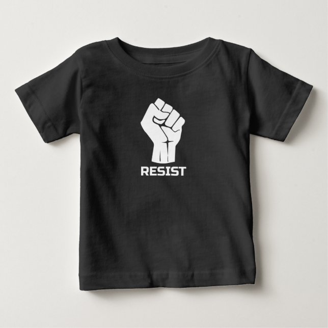 Camiseta De Bebé Resistir con puño - en blanco (Anverso)