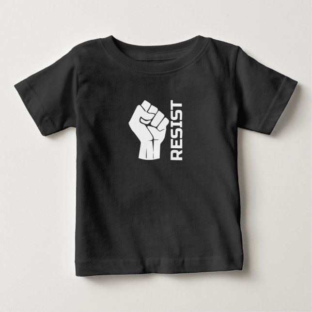 Camiseta De Bebé Resistir con puño - en blanco 0002 (Anverso)
