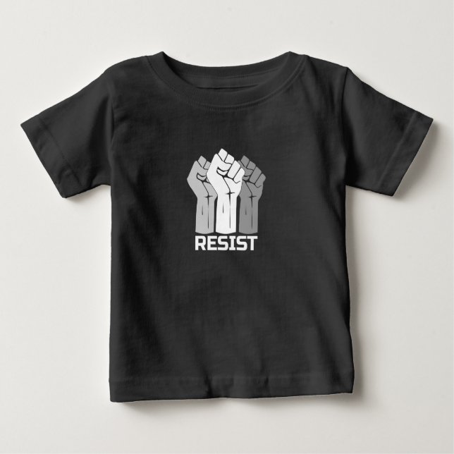 Camiseta De Bebé Resistir con puño - en blanco 0003 (Anverso)